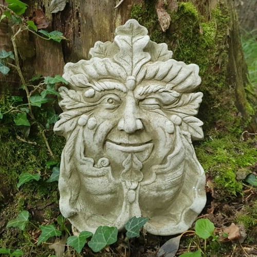 Tealight green man stone - tealight,