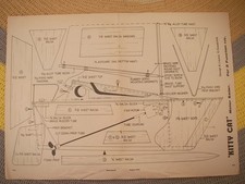 Model Boats plan of Kitty Cat a simple sailing catamaran model 13 1/4" LOA9" bea