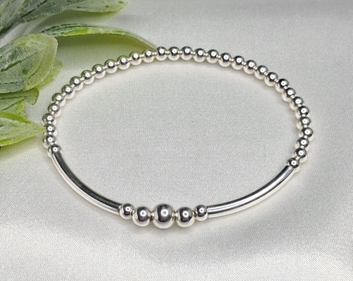 Sterling silver elasticated - silver,