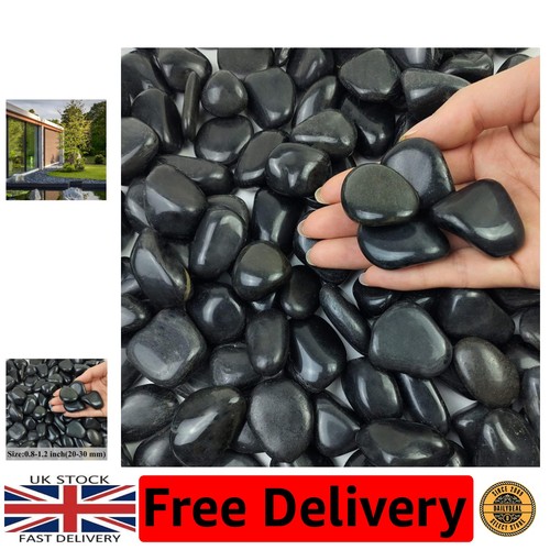 Unique polished black stones - black,