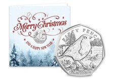 ⛄🎄Brand New 2025 50p Coin The Christmas Robin Xmas Card BUNC 🎄⛄