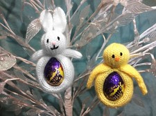 KNITTING PATTERN  - Hanging Easter Chick and Bunny choc cover fits Creme Egg