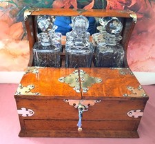 Beautiful Oak Tantalus & Games Compendium &  Chrystal Decanters