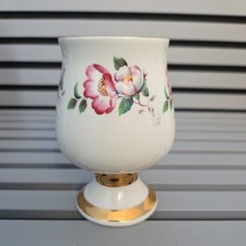 Vintage Prinknash Floral and Gold Lustre Goblet Shaped Vase 12cm