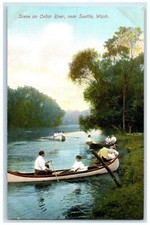 c1910 Scene Cedar River Canoe