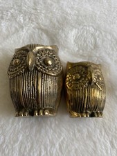 Vtg Brass Animal Set Of Owls Hollywood Regency Retro 1960’s Figurines MCM
