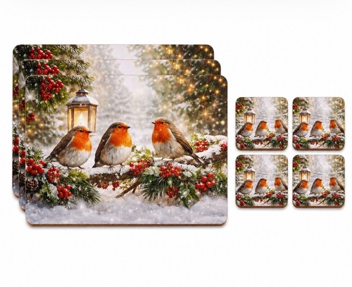 Christmas robin placemats - robin,