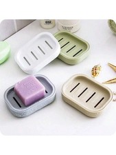 Double Layer Soap Dish Holder Plastic Drain Storage Box Bathroom Rack Plate UK