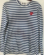 Comme Des Garçons Play Men’s Designer Blue/white Striped Top - Size M