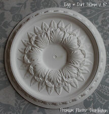 Plaster Ceiling Rose 380mm / 15" Egg & Dart Leaf Centre,  UK Handmade