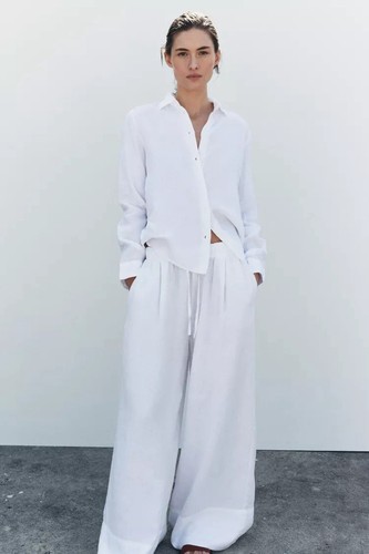 Zara 100 linen wide leg - zara,