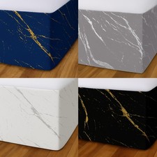 Bed Valance Elasticated Divan Skirt Marble Effect Single Double King Super King