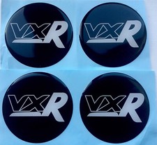 VXR ALLOY WHEEL CENTRE DOMED STICKERS X4 CORSA INSIGNIA ASTRA BLK WHITE 65m