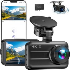 Dash Cam Front and Rear, 4K+2K Ultra HD Dash Cam Included 64GB SD Card Built-in