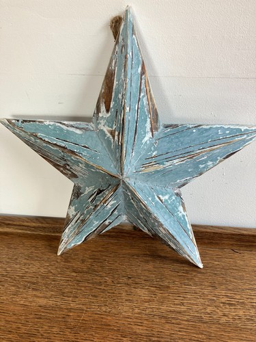 Small blue and white wooden - and,