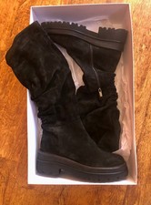 NWT BRUNO PREMI Woman Boots Suede Black Leather 10 Made in Italy