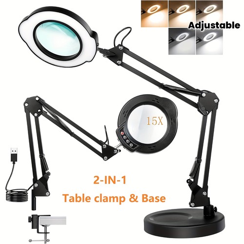 15x led magnifier glass desk - 15x,