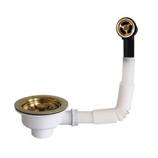 114MM Gold Plated Kitchen Sink Drain Strainer with Spill Overflow Guard