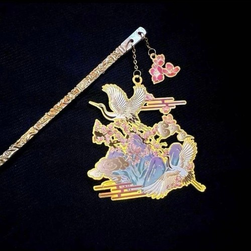 Crane kanzashi hair - crane,