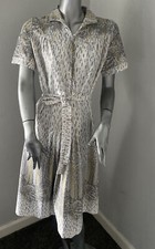 Norman Linton Vintage 60’s 70’s Shot Sleeve Collared Belted Tea Dress 36”