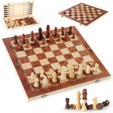 Large Chess Wooden Set 39*39cm.Folding Wood Board Game Pieces Sets.Chessboard-UK