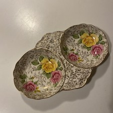 VINTAGE “OLD FOLEY HARMONY ROSE” Double Dish, JAMES KENT LTD, England