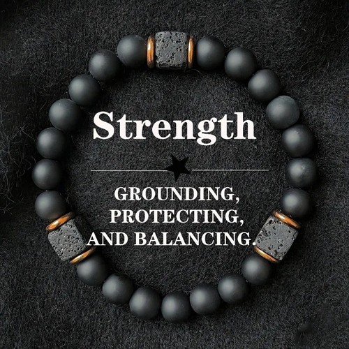 Men volcanic stone bracelet - volcanic,