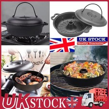 Pre-seasoned Cast Iron Sweet Potato Corn Grill Pan Turkey Pot Dutch Oven w/ Lid