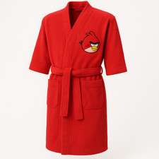 Angry Birds Kids Dressing Gown 5 6 7 8 9 10 Years Red Tie