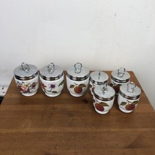 7 Royal Worcester Egg Coddlers EVESHAM Pattern Plums & Blackberries + 2