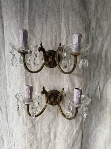 Pair french vintage brass - pair,