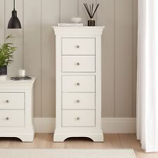 Wilmslow White Painted 5 Drawer Tallboy Wellington Chest of Drawers - Furniture