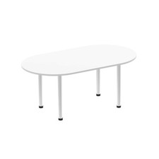 Dynamic Impulse 1800Mm Boardroom Table White Top Silver Post Leg I000203