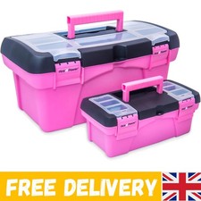 Chic Pink Tool Box Set: Large 16.5" & Small 10" Organizers for Crafts & Tools