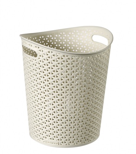 Cream rattan waste paper bin - paper,