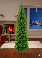 Slim Christmas Pencil Tree Pine Artificial Bushy XMAS Decoration 6FT Green