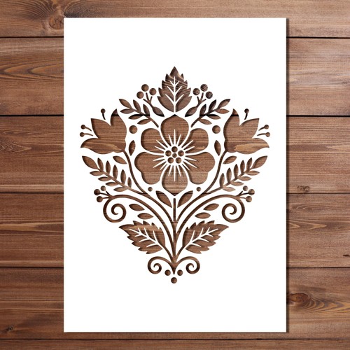 Folk art flower stencil - art,