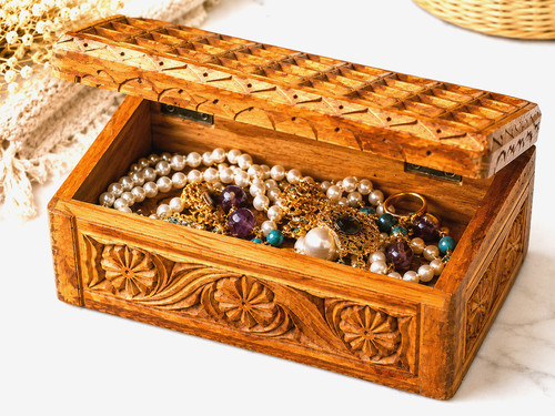 Handcrafted wooden jewelry box - handcrafted,