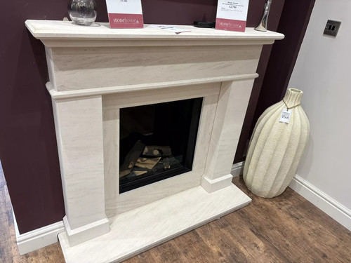 Limestone fireplace surround - fireplace,