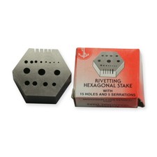 NEW Rivetting hexagonal metal stake 15 holes 5 serrations watchmakers