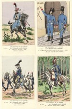 MILITARY FRENCH UNIFORMS HUSSARS ARTIST SIGNED, 129 Vintage Postcards (L7266)