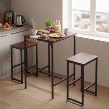 Industrial Breakfast Bar Table And 2 Stools Kitchen Dining Room Furniture Set 