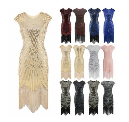 1920s sequin fringed - uk,