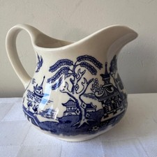 Vintage Old Willow English Ironstone Tableware Pitcher Creamer Blue & White (VG)
