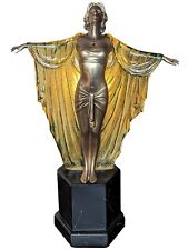 48CM ART DECO/NOUVEAU TABLE LAMP ELEGANT LADY FIGURINE BRONZE FINISH RESIN LAMP