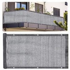 3'x10' Balcony Privacy Screen Shield 90% Fence Railing Shade Cover Dark Gray