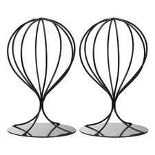 Metal Hat Display Stand 2 Pack Tabletop Hat and Wig Rack Closet Holder Black