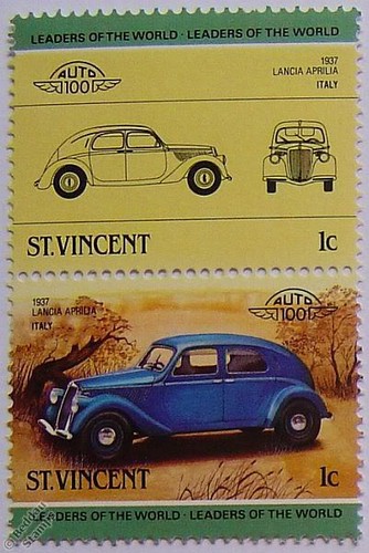1937 lancia aprilia car stamps - 1937,