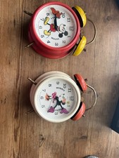 🎀 Vintage Mickey & Minnie Mouse Wind-Up Alarm Clock Pair
