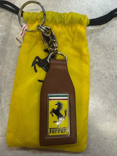 Ferrari brown leather keyring - brown,